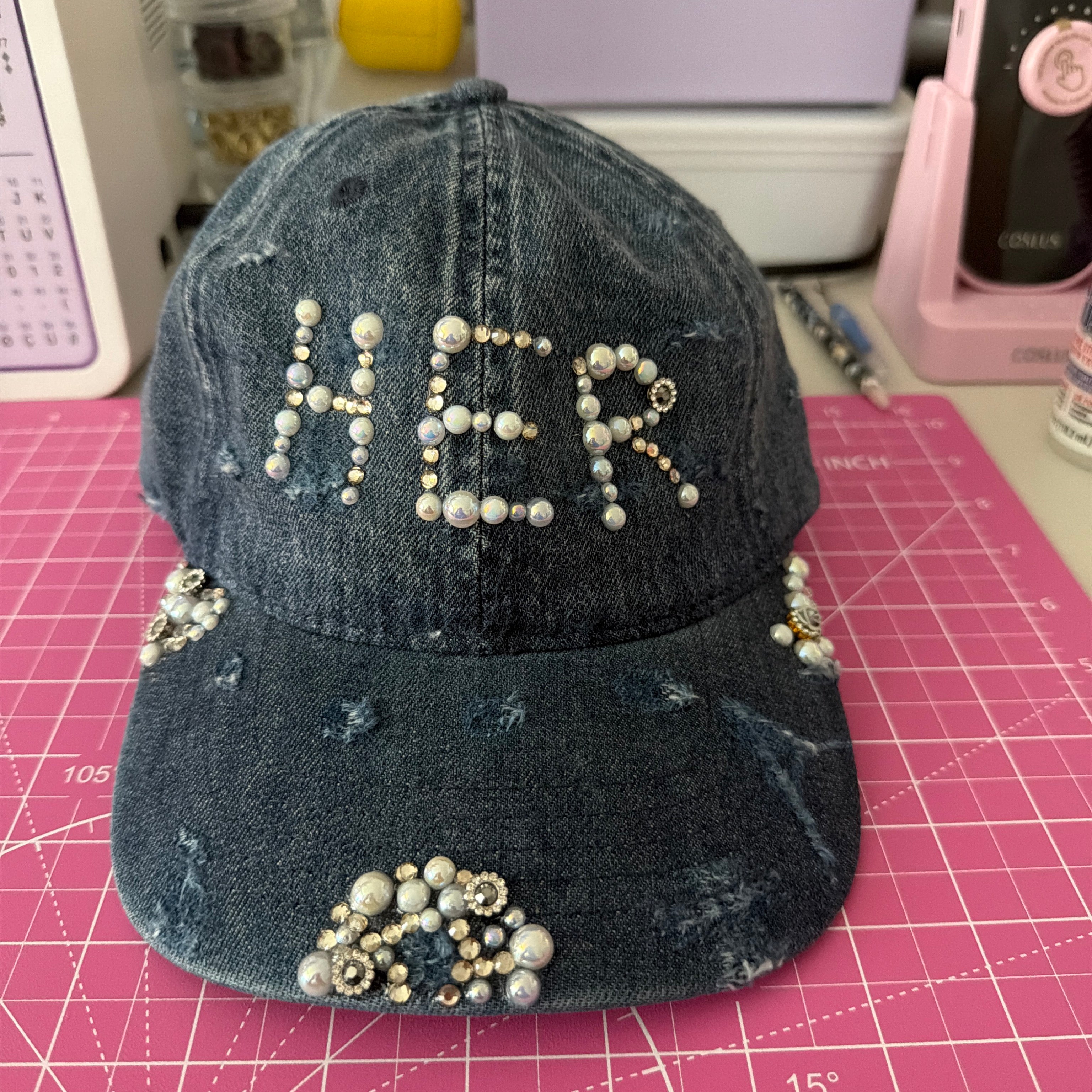 Customized denim hat